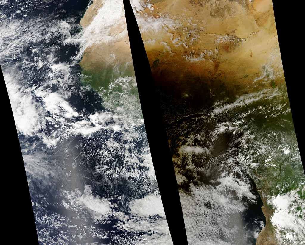 Lunar Umbra (solar eclipse shadow) over western Africa